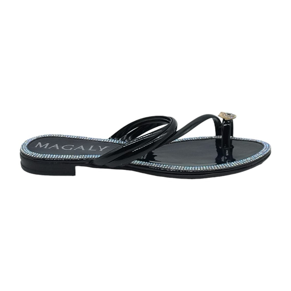 Sandalia Flat Mujer Color Negro Ojo Turco con Brillos 2076