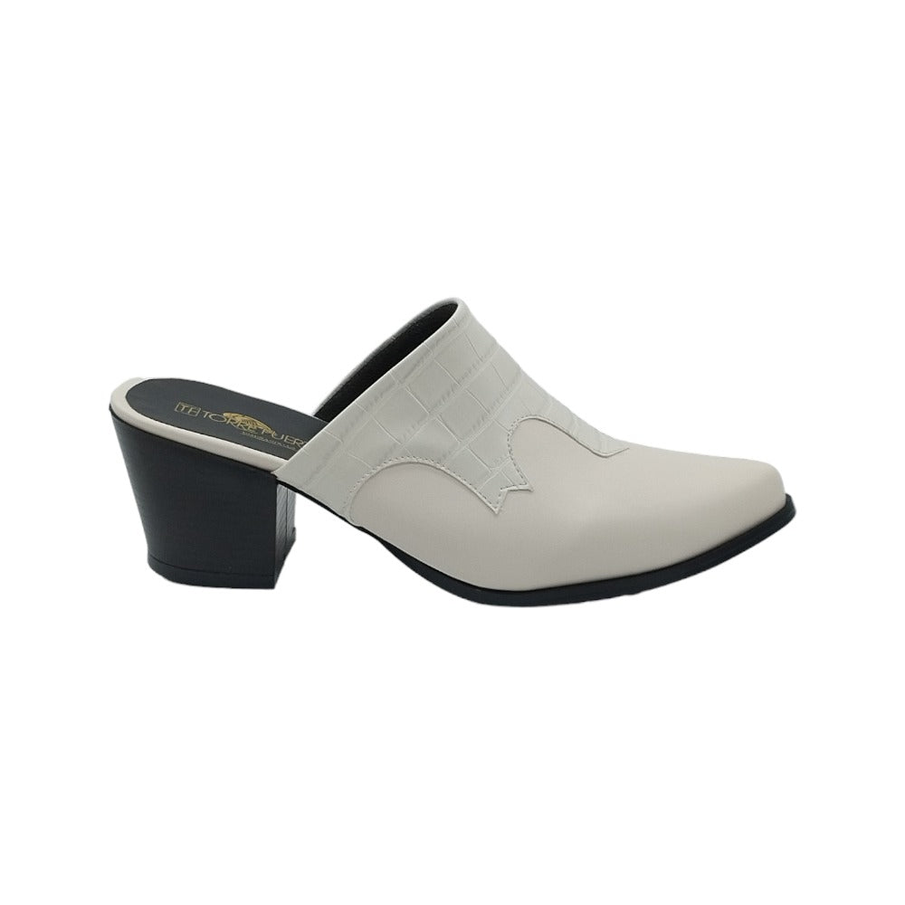 Zapato Mule Mujer Color Latte Tacon 6 cm 2324