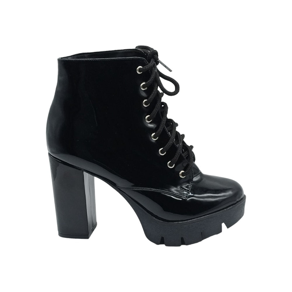 Botin Mujer Charol Negro Tacon 10cm TF3011