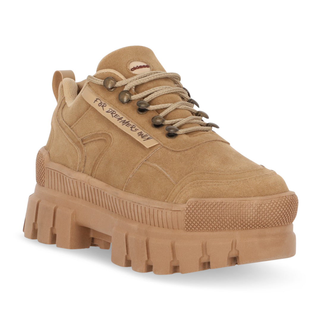 Tenis Sneakers Casual Color Camel Plataforma 6.5 cm 330-56