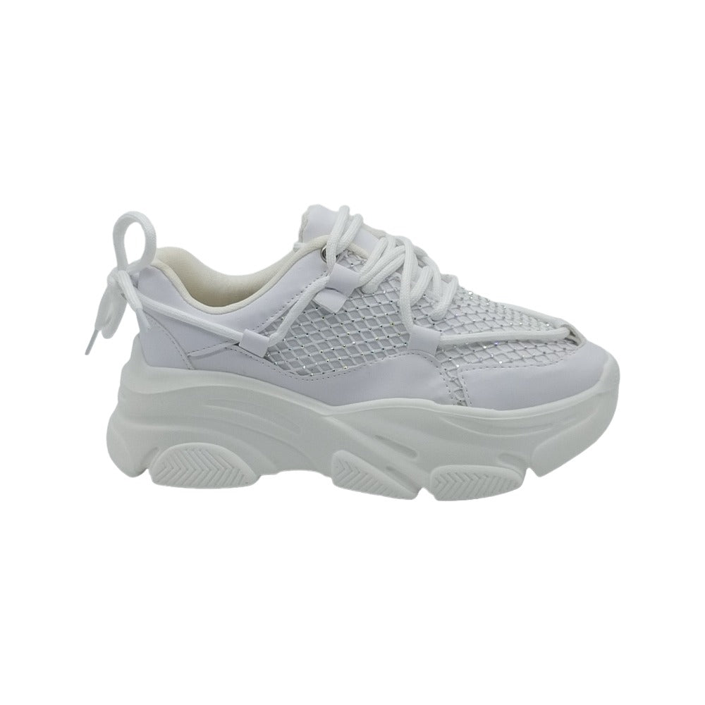 Sneakers Mujer Blanco Plataforma 8 cm con brillos TF399