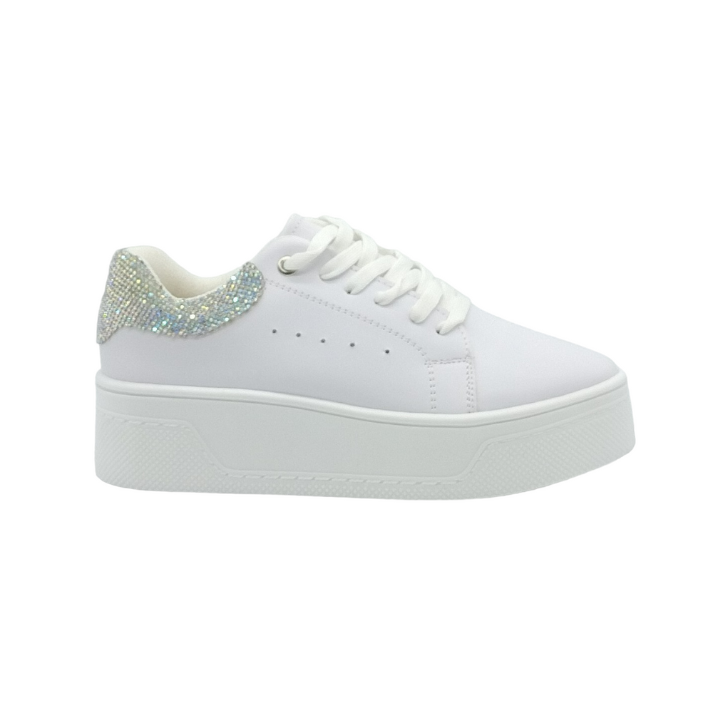 Sneakers Mujer Blanco Plataforma Brillos tornasol en Talon TF600