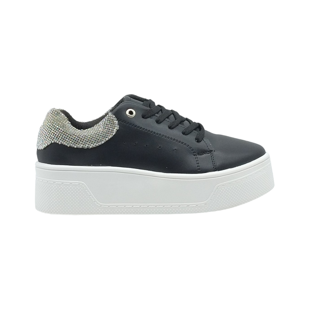 Sneakers Mujer Negro Plataforma Brillos tornasol en Talon TF600