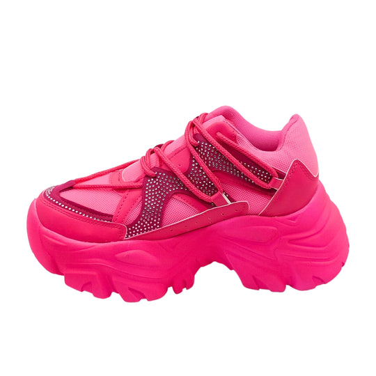 Tenis Sneakers Mujer Fiucsa con brillos Plataforma 8cm 8105