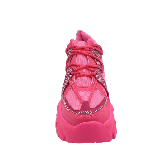 Tenis Sneakers Mujer Fiucsa con brillos Plataforma 8cm 8105