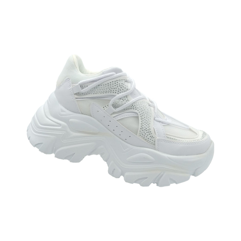 Sneakers Mujer Blanco Plataforma 8 cm con Brillos 8105